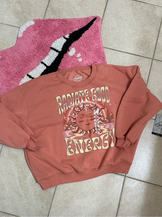 Jackets & Blazers - Radiant Good Energy Graphic Sweatshirt - Rust Pink